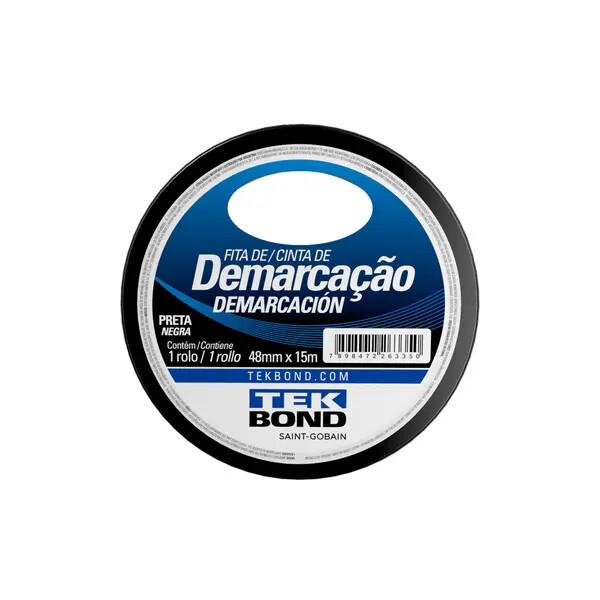 Fita Adesiva de Demarcação Preta 48mm X 15m - Tekbond