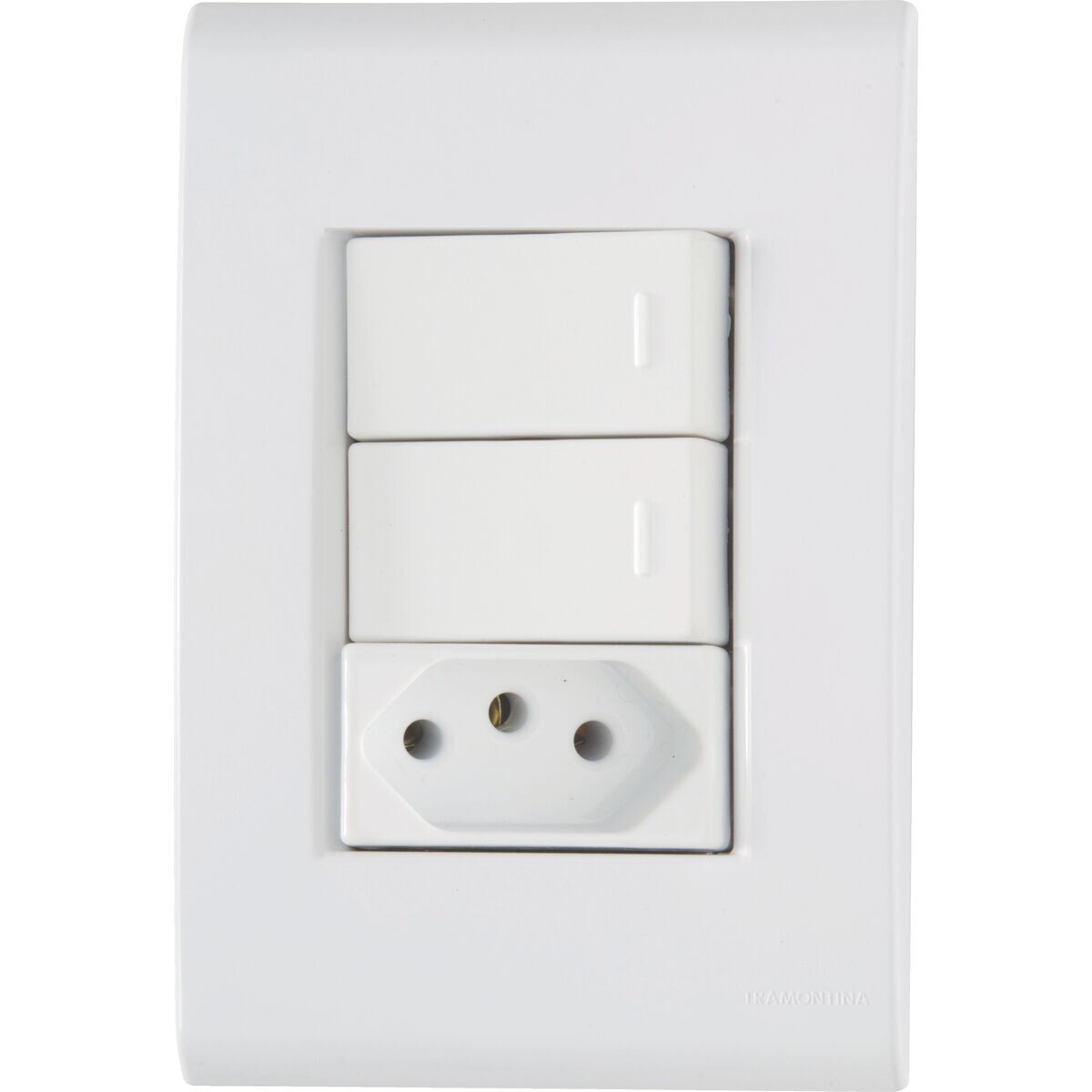 Interruptor Duplo Simples 10 a 250 V + Tomada 2p+t 10 a 250 V Liz Branco - Tramontina