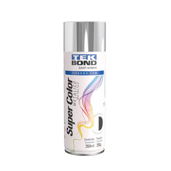 Tinta Spray Super Color Metálico Cromado 350ml - Tekbond