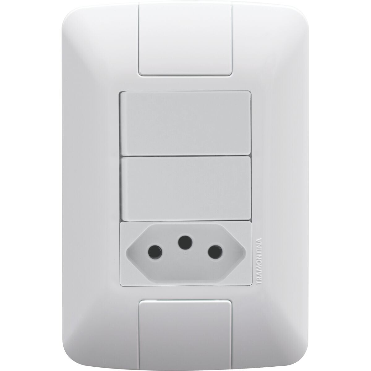 Interruptor Duplo Simples 6 a 250 V e Tomada 2p+t 10 a 250 V Aria Branco - Tramontina