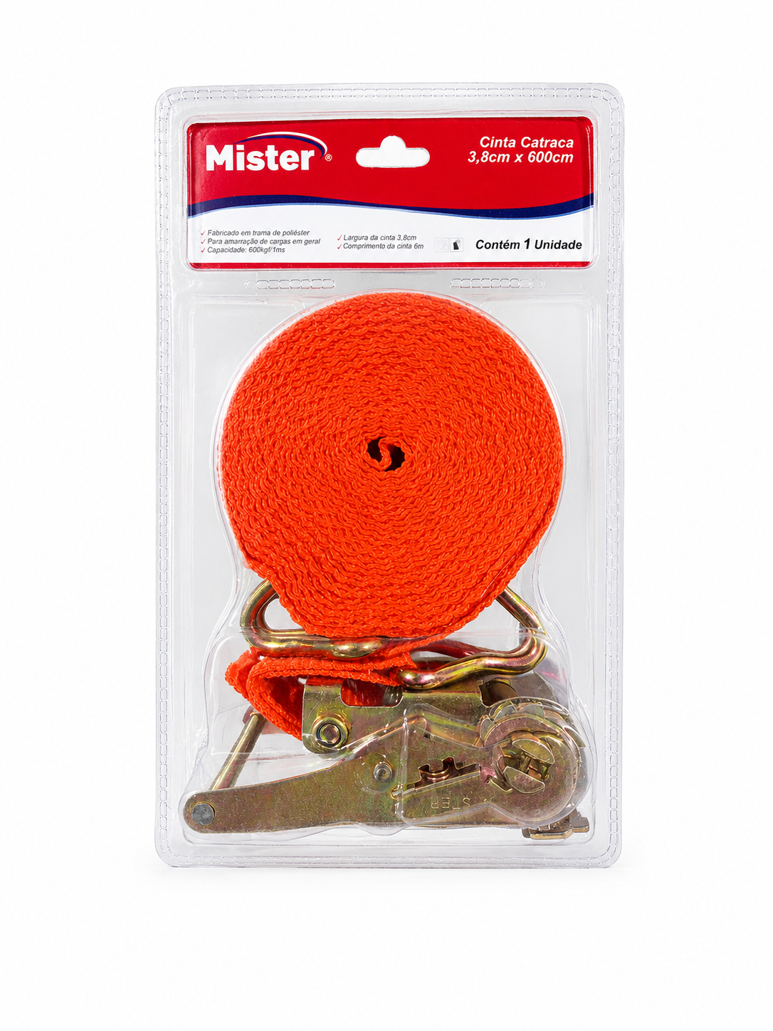 Cinta para Carga com Catraca 500kg 38mm X 6m - Mister