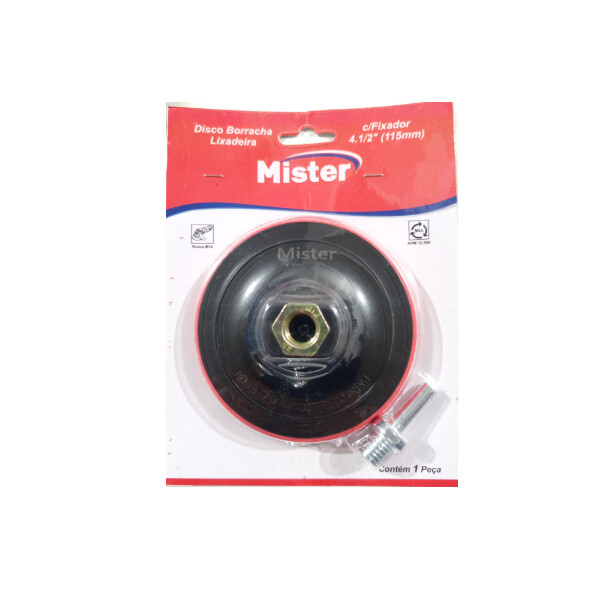 Disco de Borracha Pluma 4.1/2pol com Adaptador - Mister