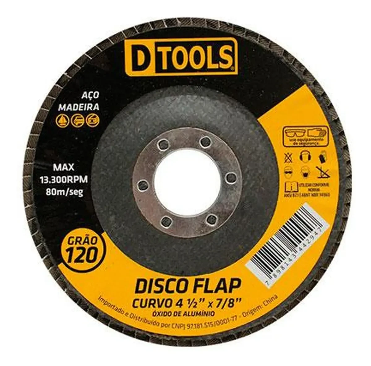 Disco Abrasivo Flap Curvo 4,5" Grão 120 - Dtools