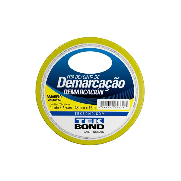 Fita Adesiva de Demarcação Amarela 48mm X 15m - Tekbond