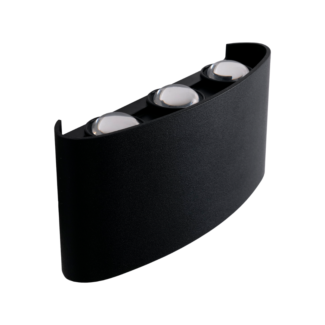 Arandela Wall Lyra 6 Fachos 6w 6500k Preta Bivolt - Cristallux