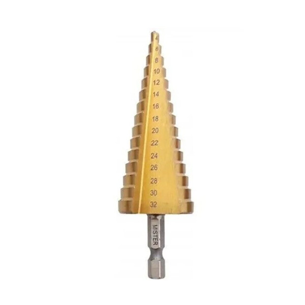 Broca Escalonada de Titânio 4mm a 32mm - Mister