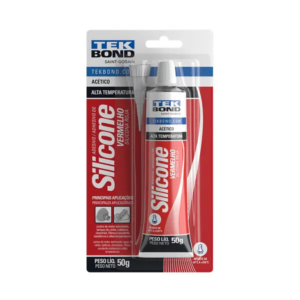 Silicone Acético Alta Temperatura Vermelho 50g - Tekbond